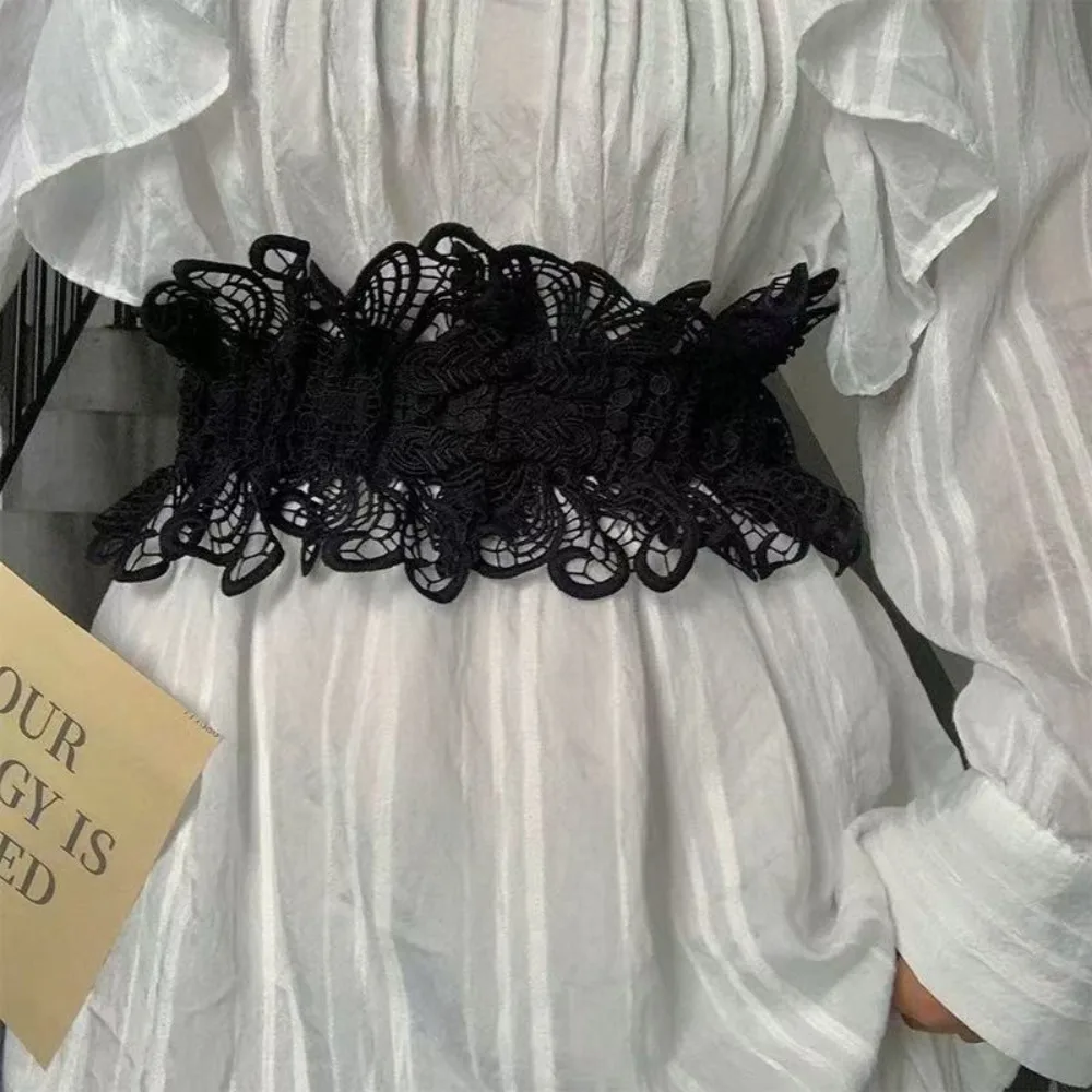 أزياء الصلبة اللون الدانتيل Cummerbunds مطاطا التعادل حبل مشد حزام جوفاء حزام واسعة الخصر مشد وتتسابق