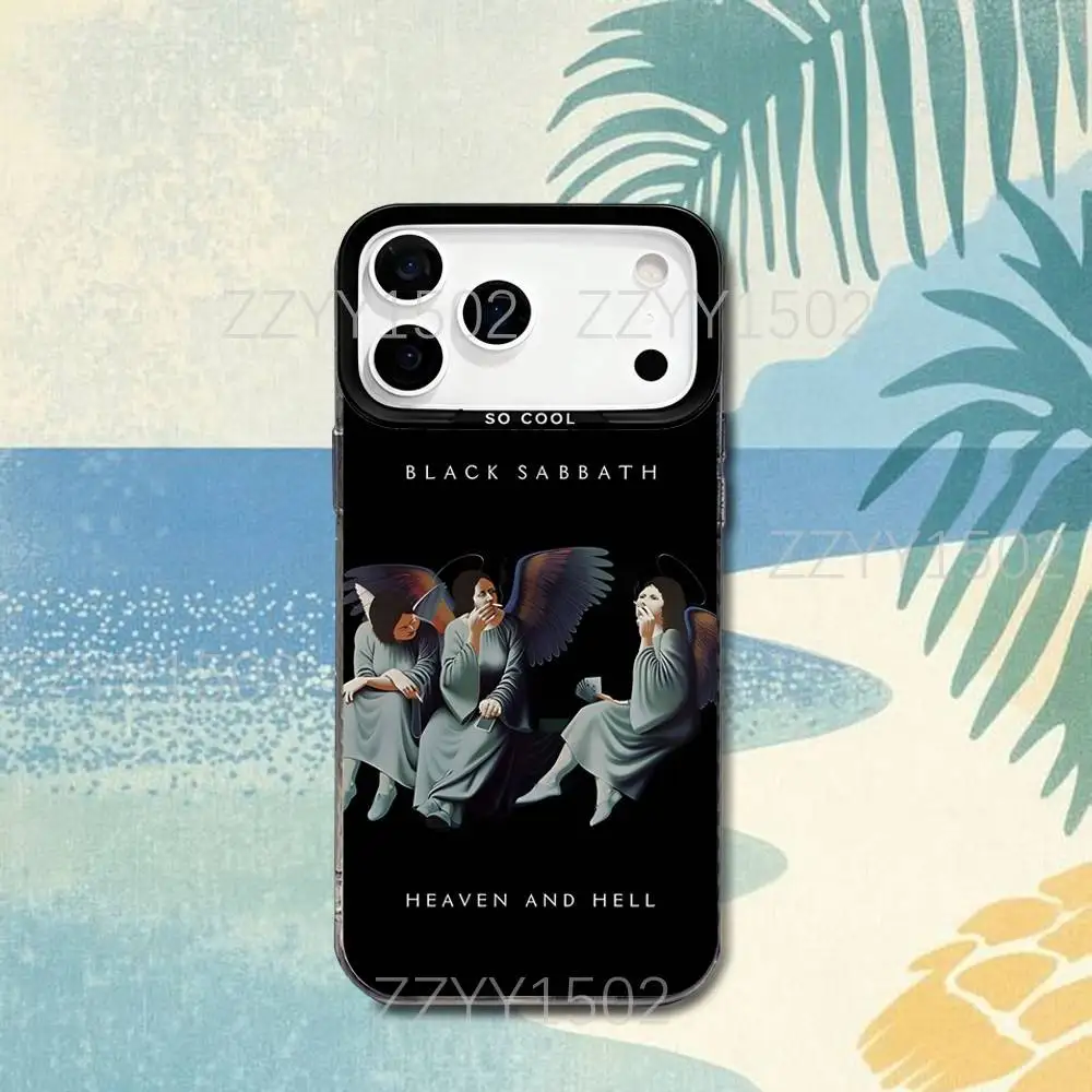 حافظة هاتف B-BlackS S-Sabbath Paranoid لهاتف iPhone 17,16,15,14,13,12,X,8,Pro,Max,Plus,SE4,Air, Mini HD Black IMD Matte