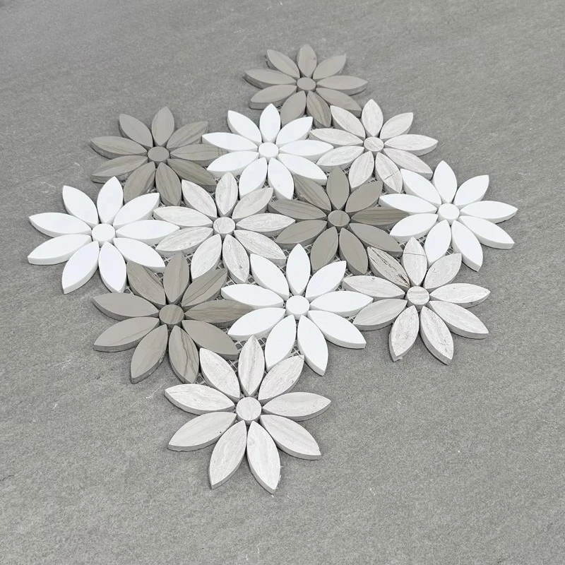 

Natural wall floor covering bathroom design irregular floral pattern marble mosaic decoration