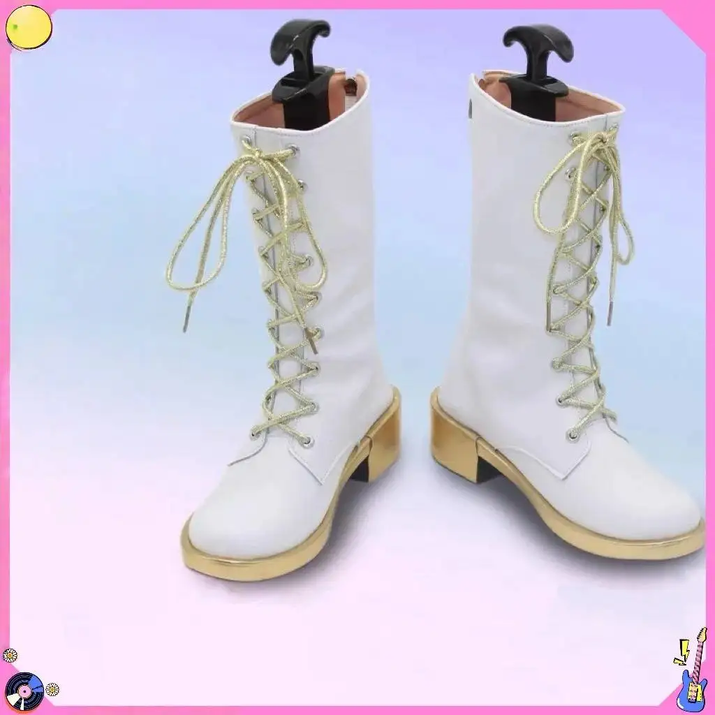 Hot Aesthetic White Leather Cosplay Boots - Halloween Comic-con Carnival Role Play Shoes