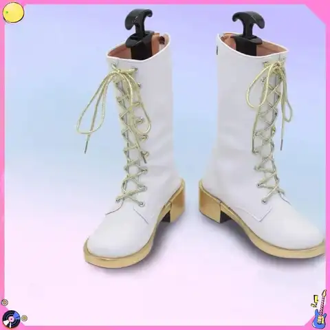 Hot Aesthetic White Leather Cosplay Boots - Halloween Comic-con Carnival Role Play Shoes