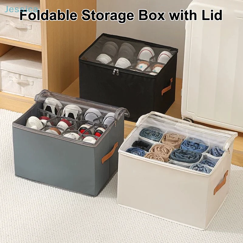 Fabric Foldable Shoe Organizer Box With Compartments, Dustproof, Moisture-proof, Washable Storage Box