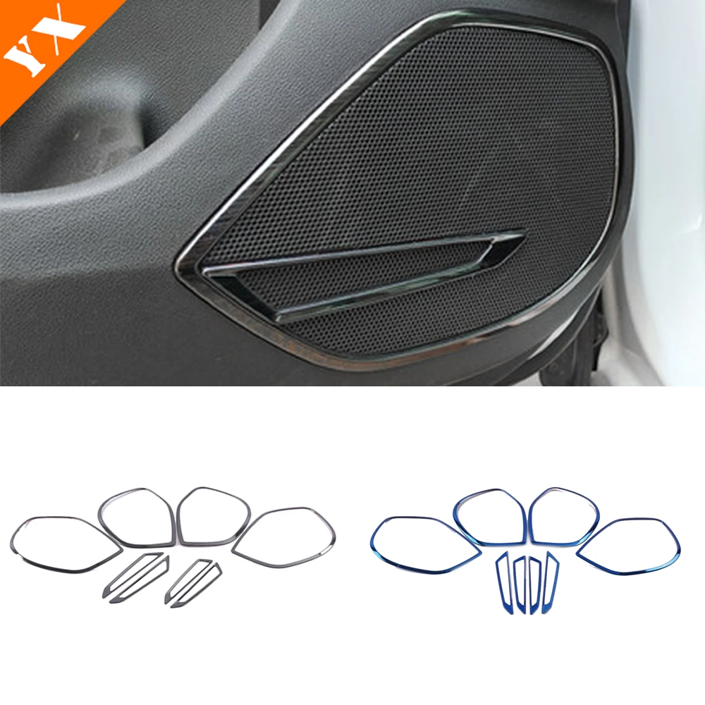 

For Vauxhall Opel Corsa E 2019-2022 Car Door Speaker Audio Horn Ring Panel Cover Trim Stainless Black Blue Styling Accessories