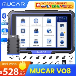 Globale Version MUCAR VO8 Professionelles OBD2-Diagnosetool, OE-Vollsystem-OBD-2-Scanner, bidirektionaler aktiver Test, 34 Resets, 64 GB ROM