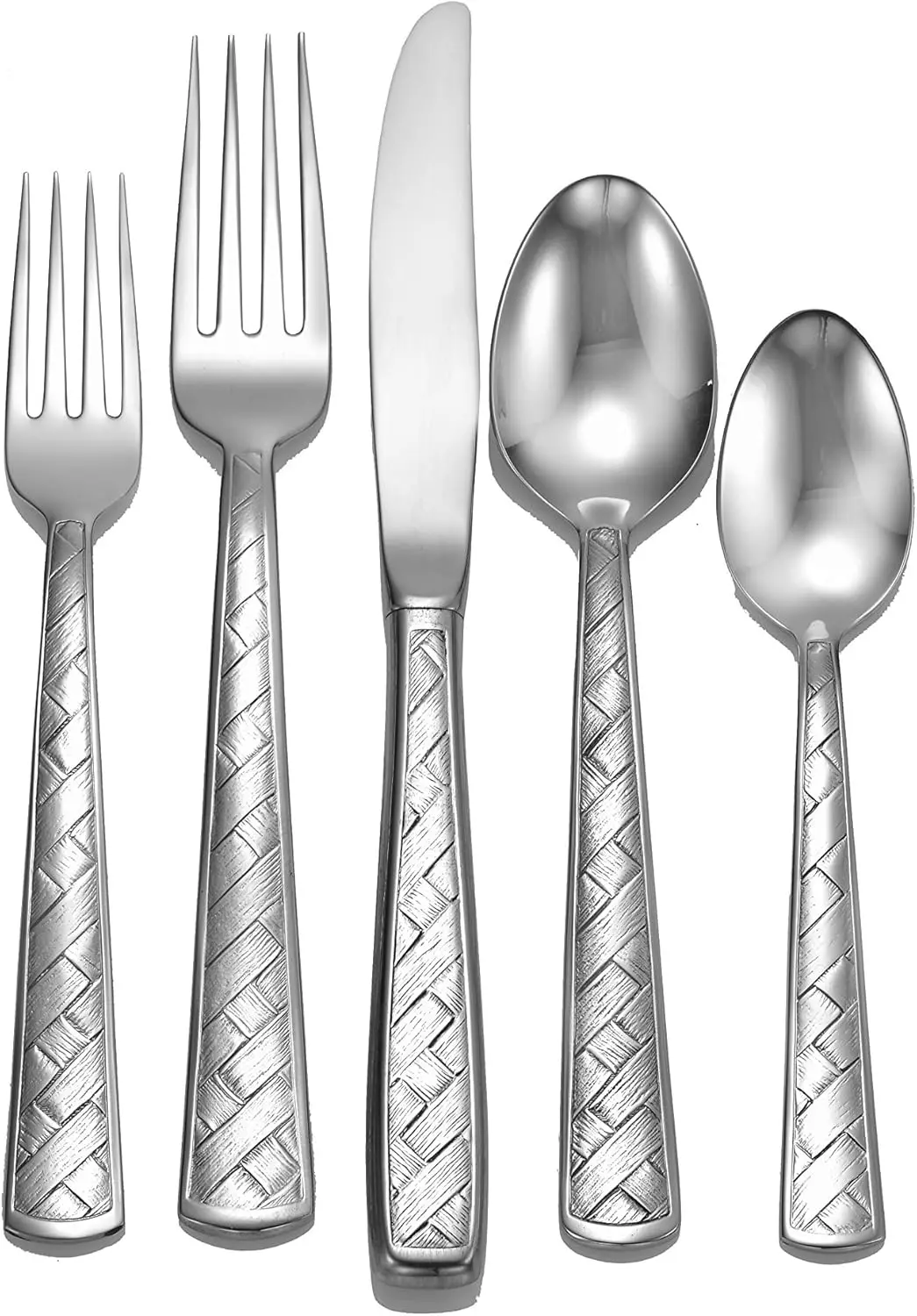 

Weave 65-Piece 18/10 Flatware Set Service For 12, Includes Serving Pieces Made In Usa