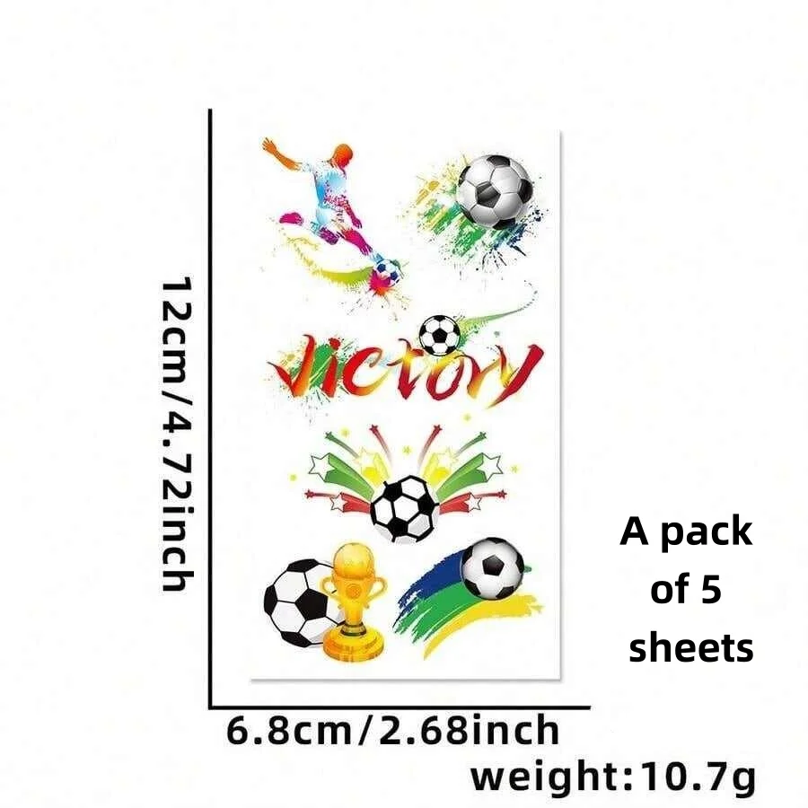 

5pcs Tattoo Sticker, Football Fans Carnival Face Sticker, Cheerleading Team Cheering Tattoo Sticker