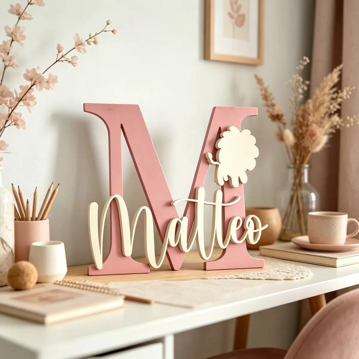1Pc Custom Lion Name & Initial Wooden Name Plaque,Nursery Home Kid Bedroom Wall Door Decor,DIY Paintable,Birthday Wedding Gift view 6