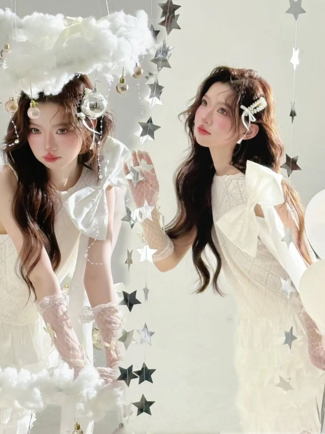 

New Style Birthday Photography White Korean Sweet Girl Dress Unique Minority Dress Stage Costume Polyester Fiber Ladies Dress