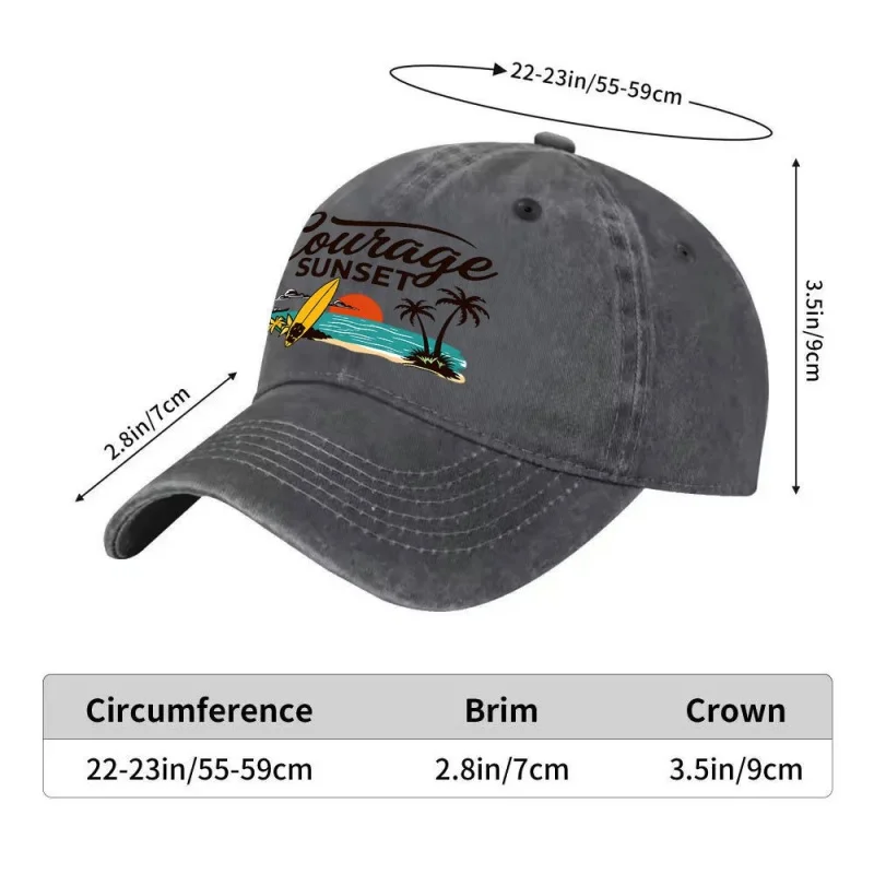Vintage Courage Sunset Baseball Cap with Palm Trees – Unisex Adjustable Hat in Multiple Colors