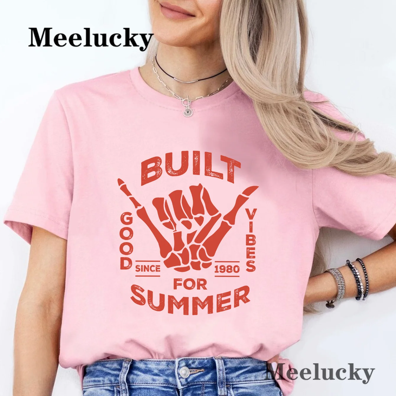 Built For Summer Spring Woman Cotton T Shirts Printed Short Sleeve Fashion Female Clothes Comfortable Soft Street Tops