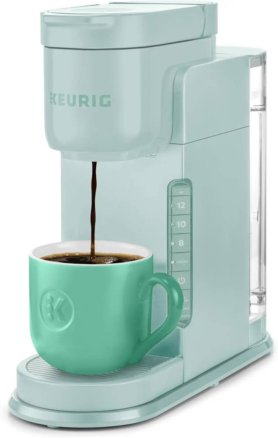 

Кофеварка для капсул K-Cup на одну порцию с 3 размерами заварки, кнопкой для сильного заваривания и съемным резервуаром на 42 унции, цвет мятный