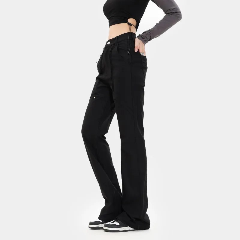 OR FL Women's American Streetwear Brand Wei La Suit Pants Vibe Staraight Drooping Sensation Retro Black Slacks Trousers Y2k