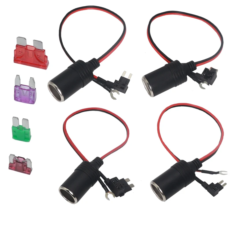 【1PCS】1A 2A 3A 4A 5A 7.5A 10A 15A-40A Fuse and Pure Copper Car Cigarette Lighter Charger Cable Adapter Cable
