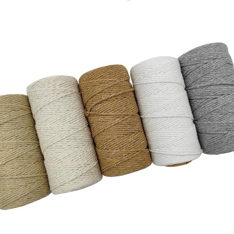 Colored Cotton Macrame Cord String Rope Ribbon Crafts DIY 2mm 100M Beige Rope Braided Manual Sewing Bohemia Wedding Home Decor