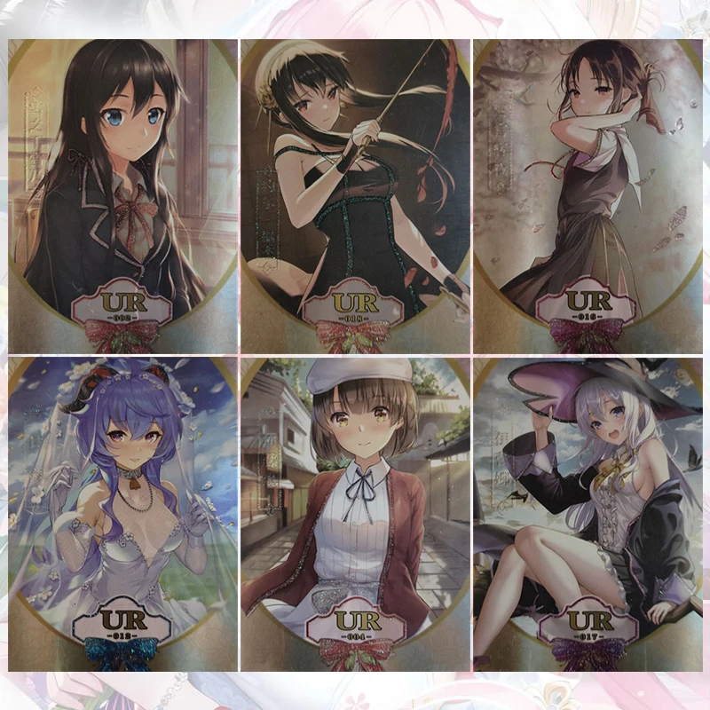 

Аниме История Богини UR карты Ganyu Yor Forger Shinomiya Kaguya Amiya Коллекционные карты Рождественские подарки на день рождения Детские игрушки