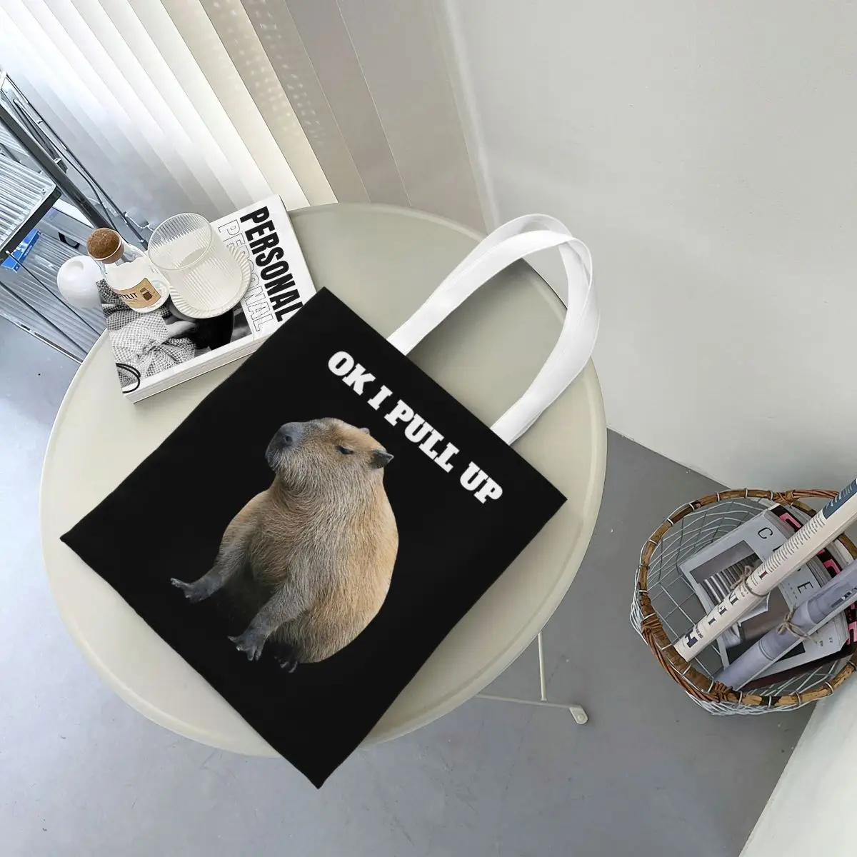 Capybara Shopping Bags Canvas The Tote Bag Folding for Ladies Shoulder Tote Travel Handbag