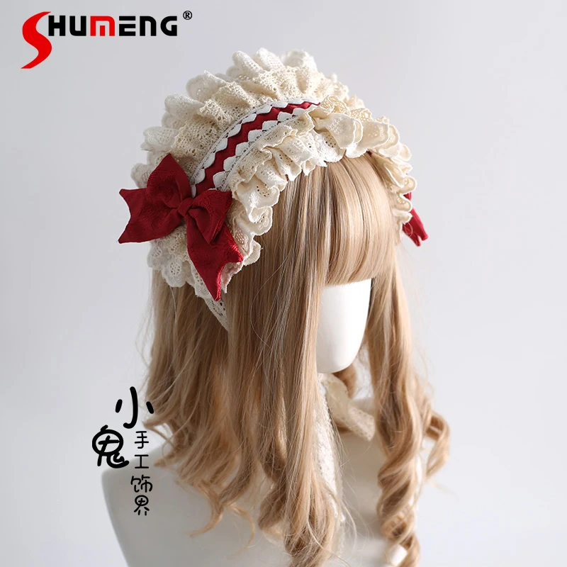 

Original Lolita Style Headband Japanese Girls Sweet Cute Lace Bow Cute Hair Accessories French Elegant Harajuku Kawaii Headdress