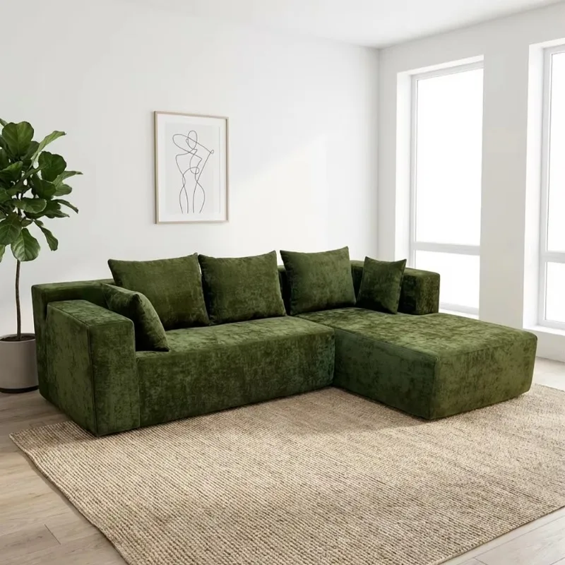 Modern L-shaped compression corner sofa set, foam sponge high density reclining type, suitable for living room furniture