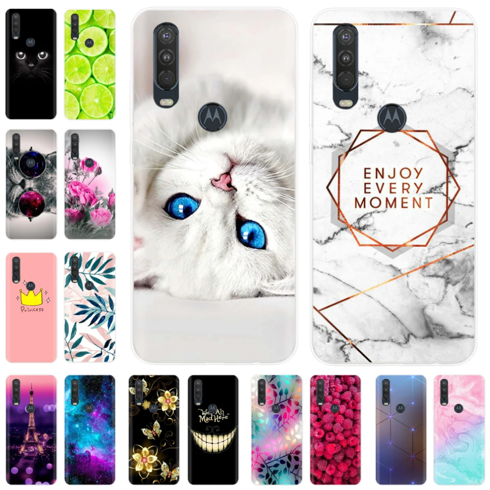 Case For Motorola One Action Fundas Cute Cartoon Cat Pattern Silicone Back Cover For Motorola Moto One Vision motoOne Phone Case