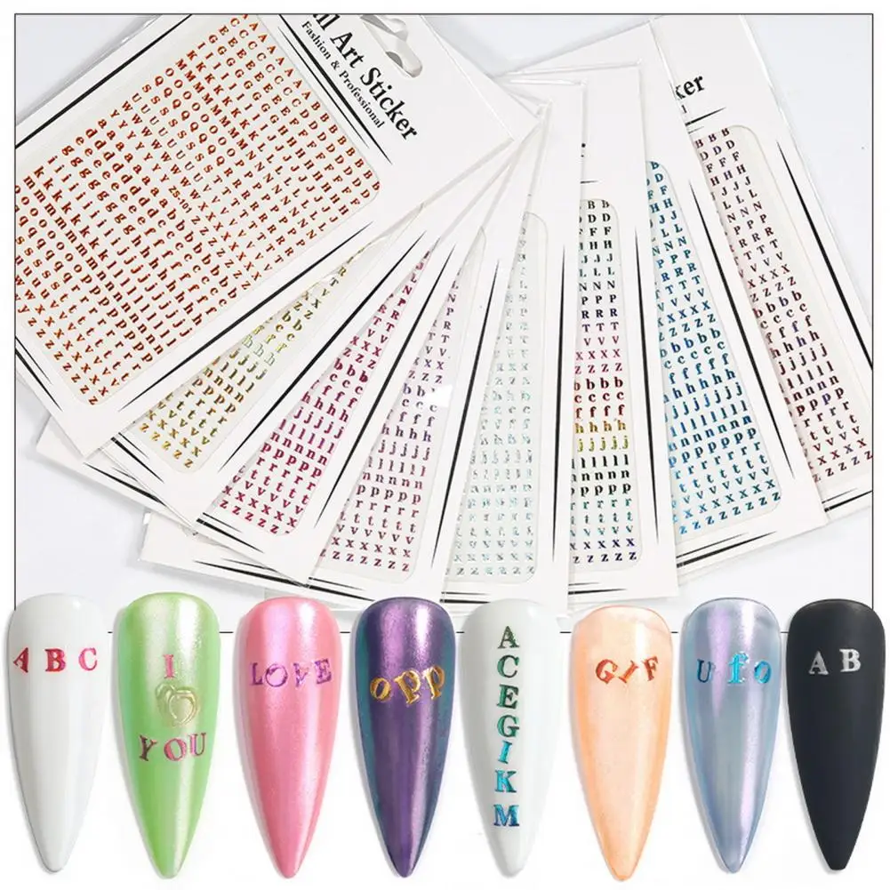 Nail Art 26 English Alphabet Nail Art Stickers Diy Manicure Adhesive Decals with Great Stickiness Anti-slip Nail Art Accessories