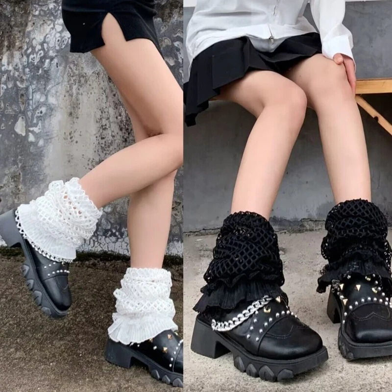 

Girl Lolitas Leg Warmer Hollow Out Flared Leg Sleeve Summer Thin Students JK Foot Cover Baggy Cuffs Ankle Heaps Socks