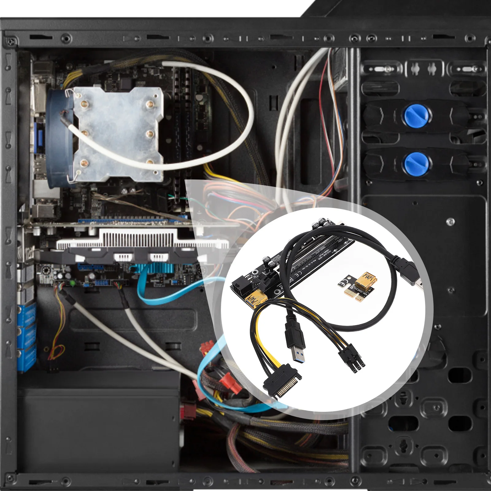 

PCI E Pci E 1X To 16X Extender to 16x Riser Card Adapter LED Indicator Mining Equipment GPU Extension Cable Computer Hardware