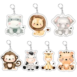 Jungle Animal Safari Theme keychains lion Giraffe Elephant Keychain Decor Birthday Party Gift keyring Bag Ornament Charm Pendent