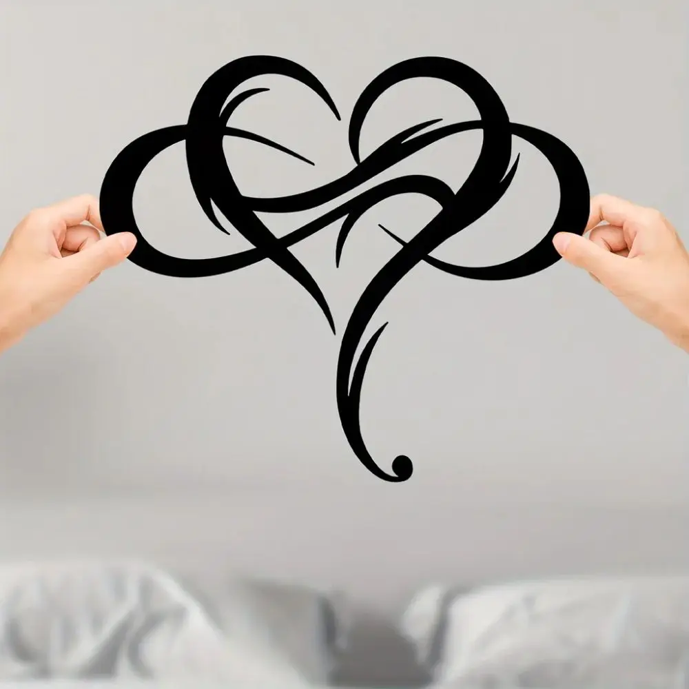 Love Sign Plaque Heart Wall Decor Black Iron Metal Infinity Heart Decor Minimalist Style Wall Hanging Decoration Modern Home