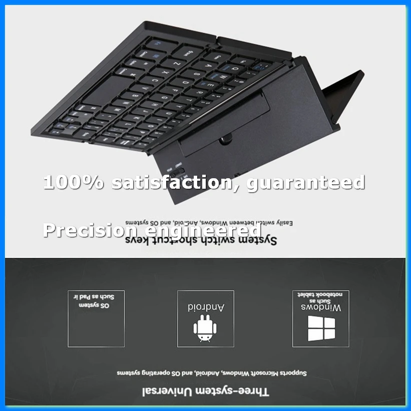 ●Folding Bluetooth Keyboard Portable Travel Foldable Keyboard Mini Wireless BT Keyboard for Mobile Phone Tablet Computer-ABFB