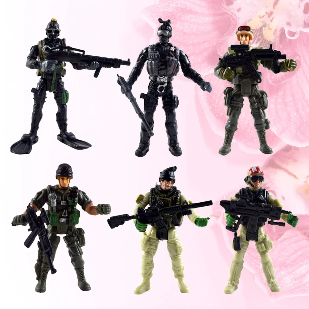 6 Pcs Movable Ranger Action Figures Toy Soldiers Playset Kid Special Forces