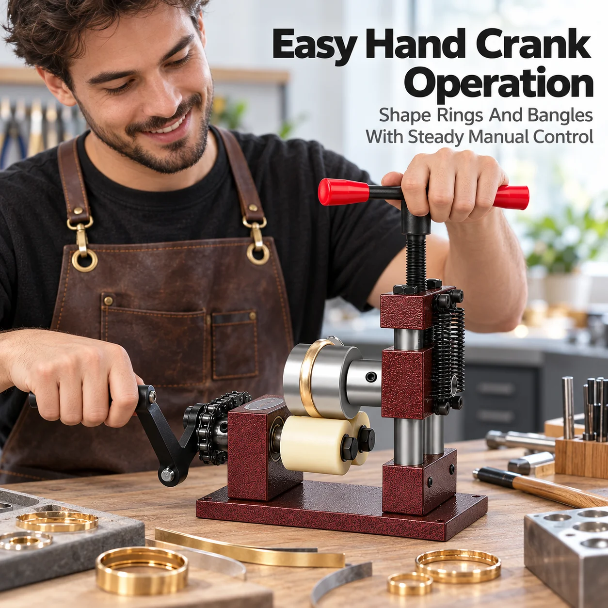 AOLIVIYA Manual Ring Bender Jewelry Rolling Machine Bracelet Bangle Forming Tool Hand Crank Metal Ring Expander For Goldsmiths