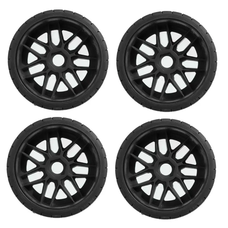 FBIL-For 1/7 1/8 WRC KM FS KKPIT ARRMA W234 Off-Road RC Car Upgrade Parts- 4Pcs Rubber Tires& Wheels Hex Hub Black