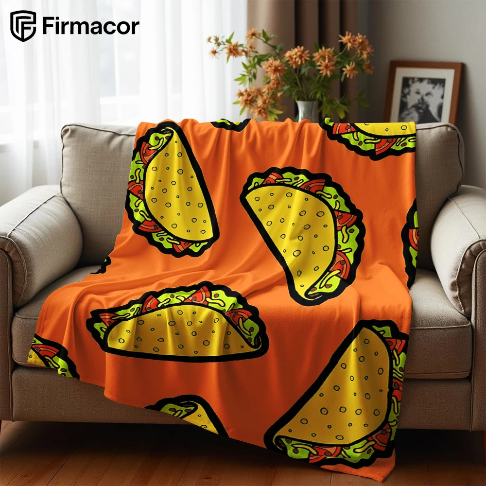 Cartoon Taco Anime Cartoon Flannel Blanket Soft Warm Throw for Bedroom Sofa Car Kids Holiday Gift