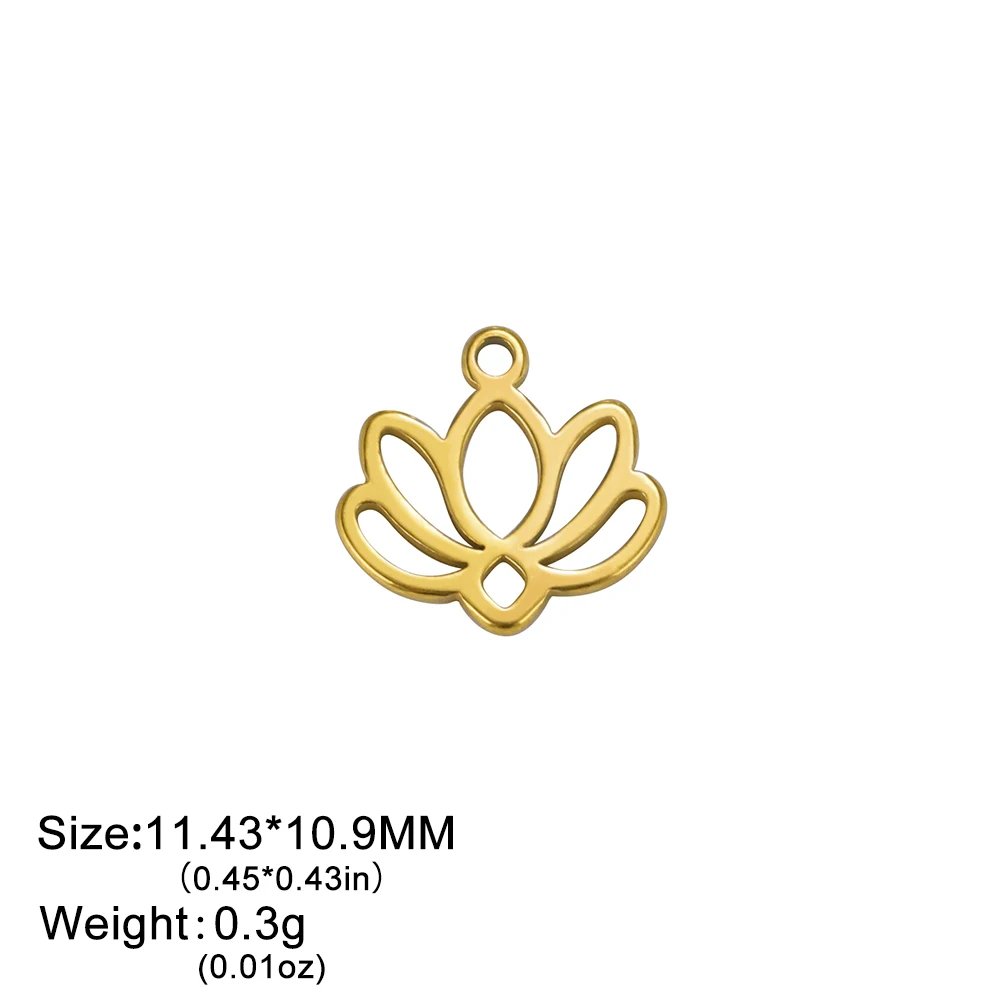 EUEAVAN 5pcs  Mini Lotus Stainless Steel Charms Wholesales Necklace Bracelet Earrings Small Pendant Jewelry Making Accessories