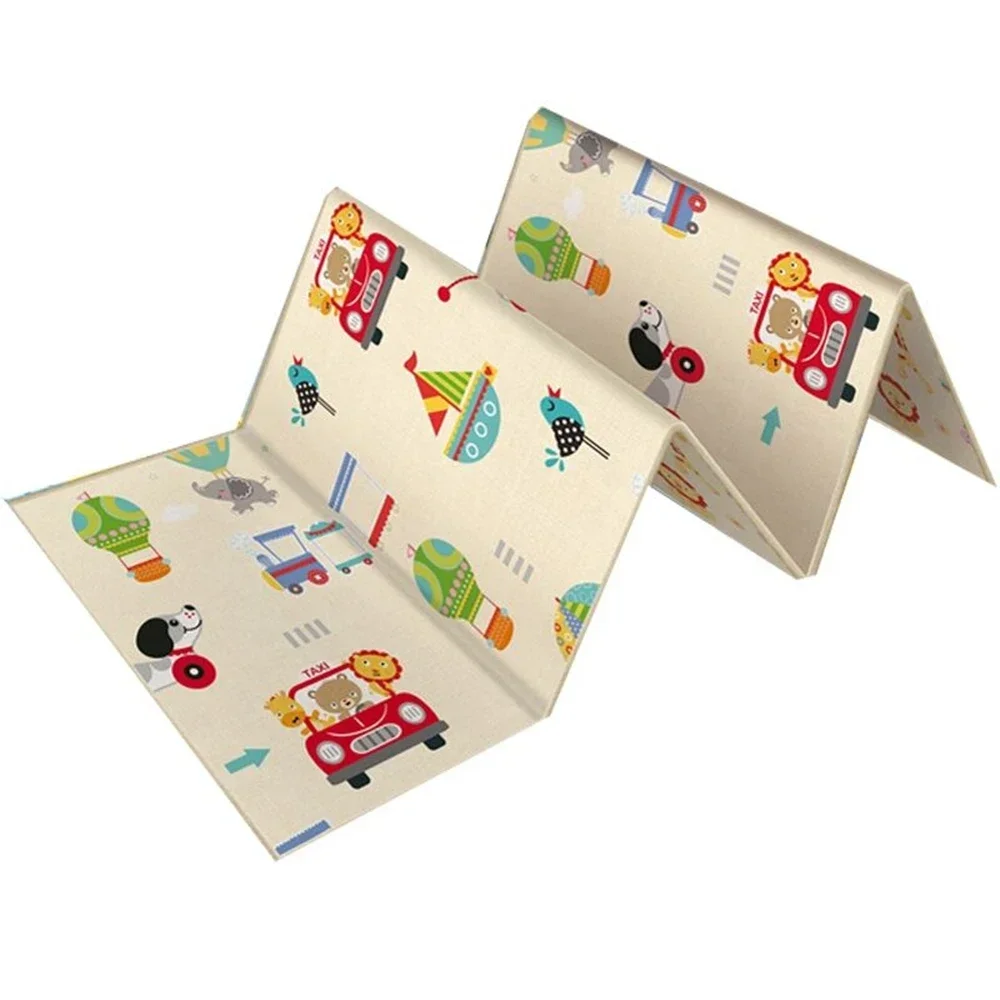 Baby Play Mat Foldable Carpet Cute Animals Baby Crawling Mats Reversible Play Gym Mat Non-Slip Waterproof Puzzle Mat 180*100*1cm