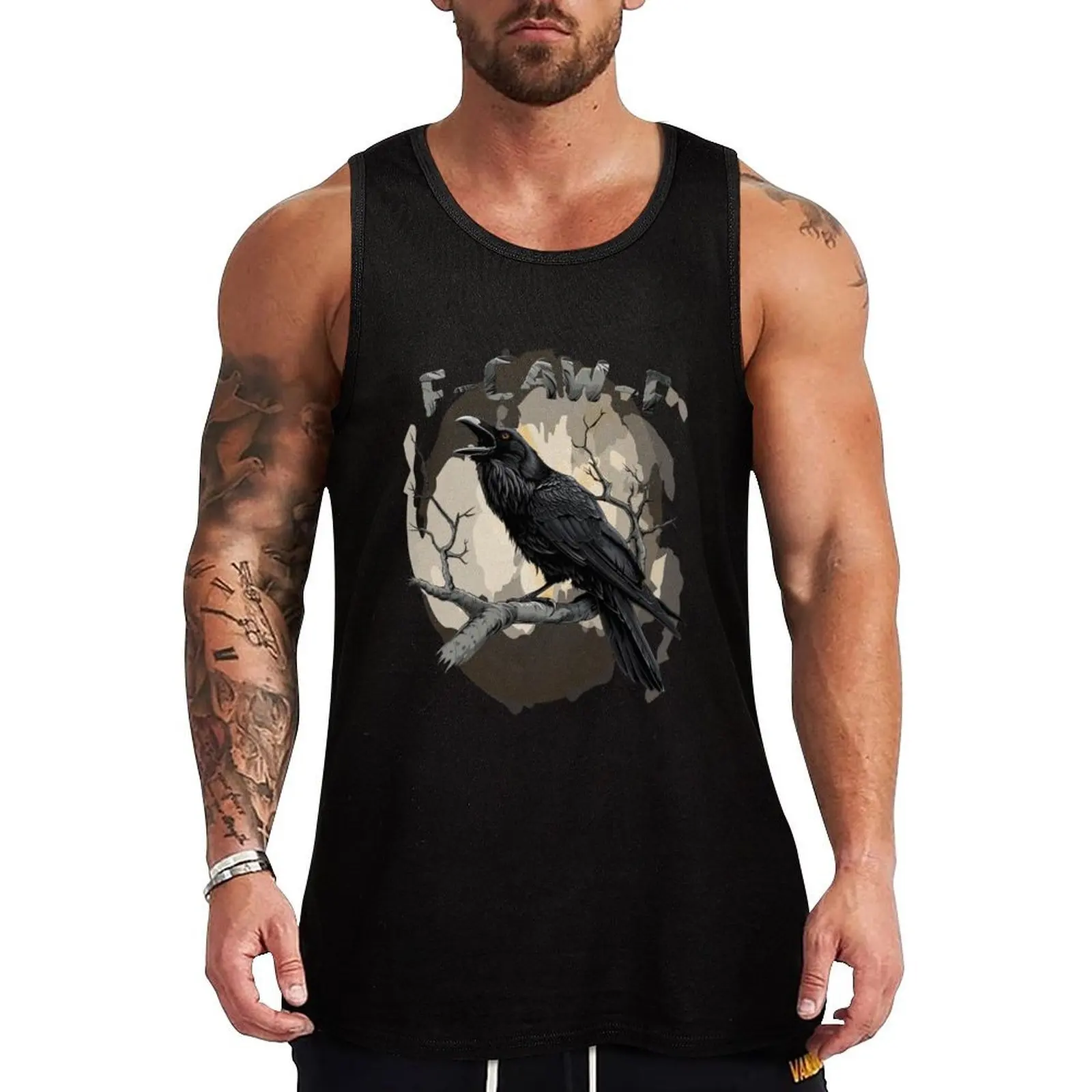 

F-Caw-F Funny Raven Pun – Gothic Crow Humor Tank Top tops man vest T-shirt male