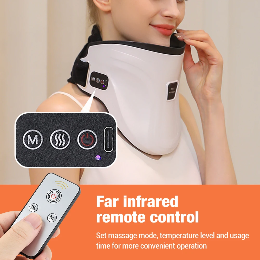 Electric Air Pressure Neck Traction Massager Heating Chiropractic Pain Relief Cervical Stretcher Correction Brace Pressotherapy