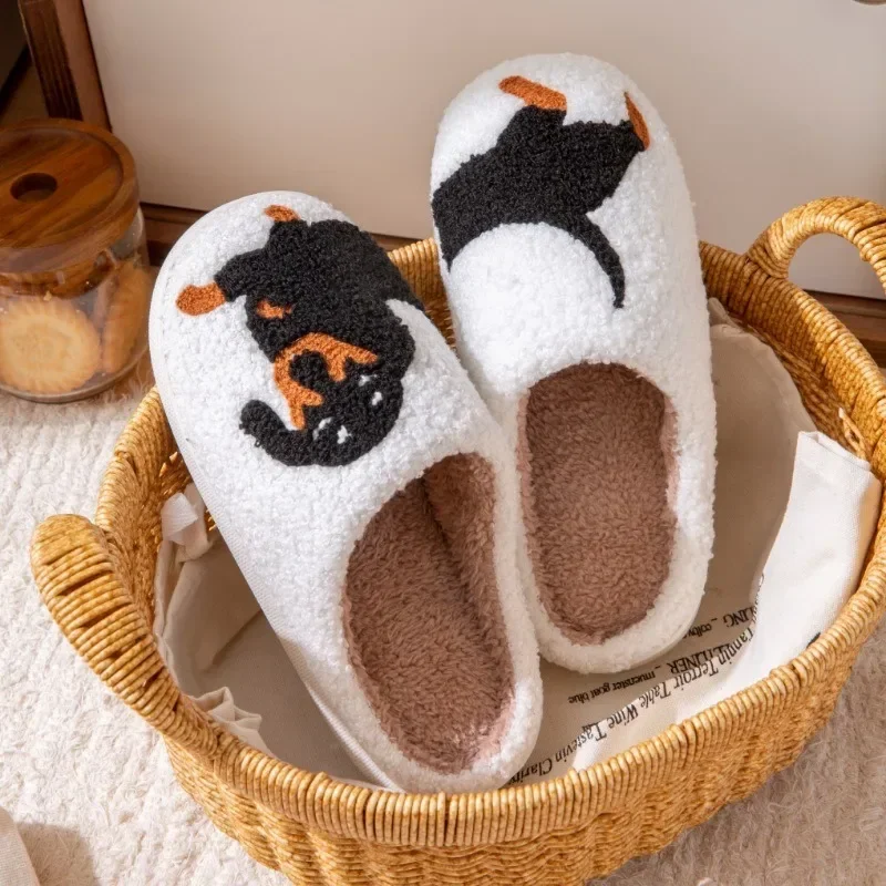 2024 Hot Style European and American Cotton Slippers for Men and Women At Home Winter Dachshund Embroidered Warm Indoor