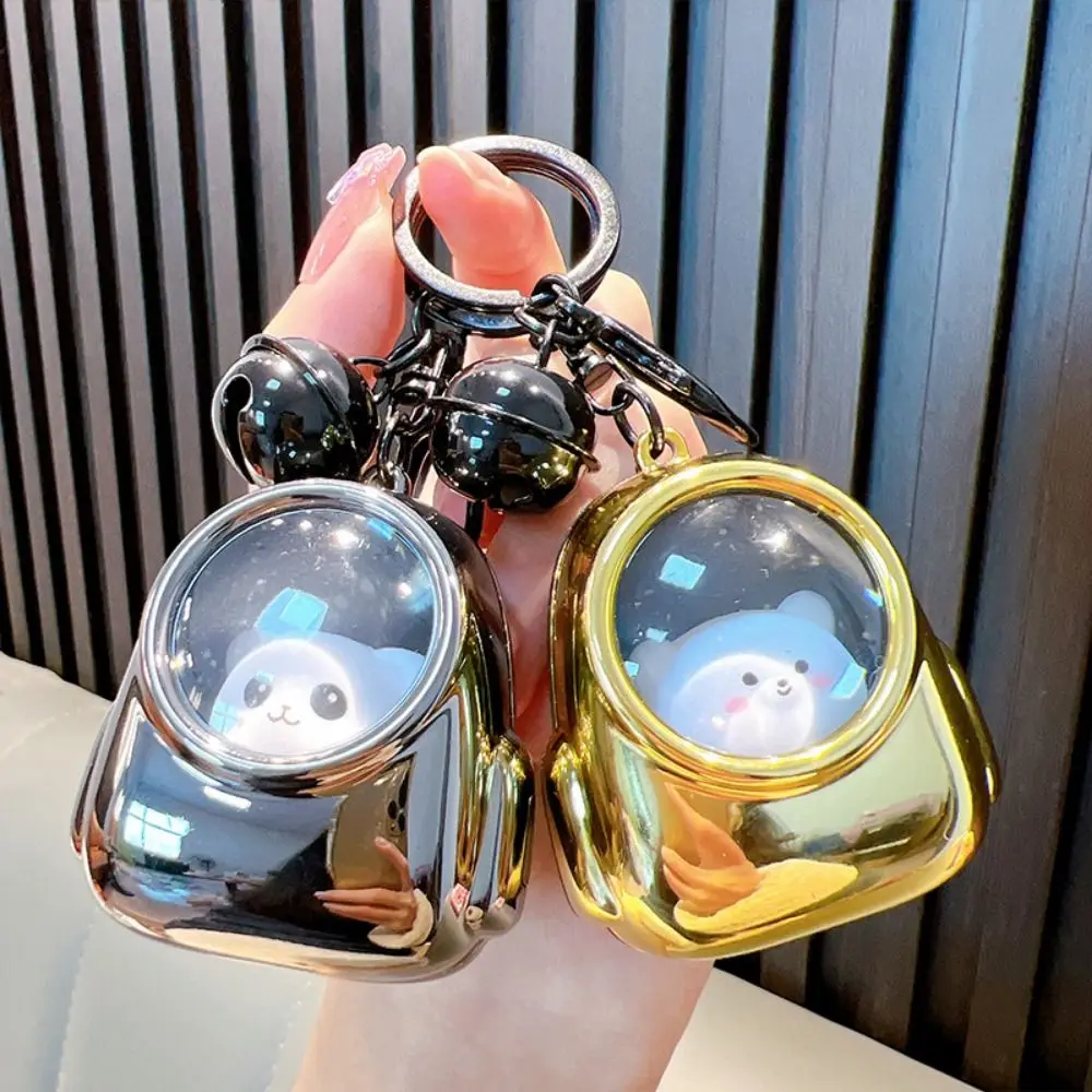 Light-emitting Cat Bear Keychain Ambient Light Couple Pendant Night Light Keyring Cartoon Bag Charm Cat Astronaut Keychain