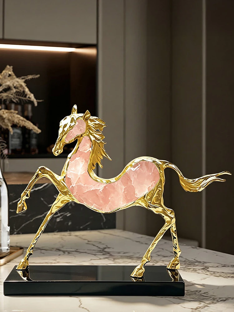 Luxury Horse Art Statuette Ornaments,Crystal Alloy Crafts,Living Room Entrance,TV Cabinet,Office Desktop Decorations,Gift Crafts