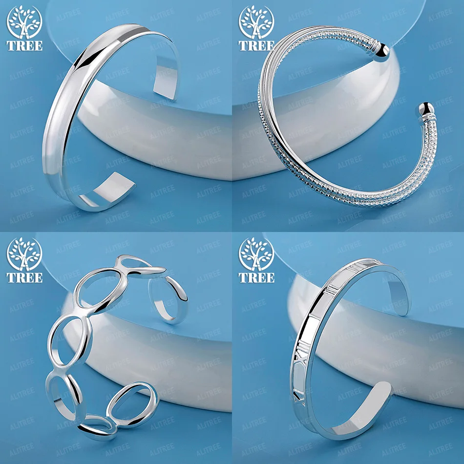 

Стерлингового серебра 925 пробы, римские цифры, круглые витые браслеты с открытыми частицами, модные простые ювелирные аксессуары, день рождения