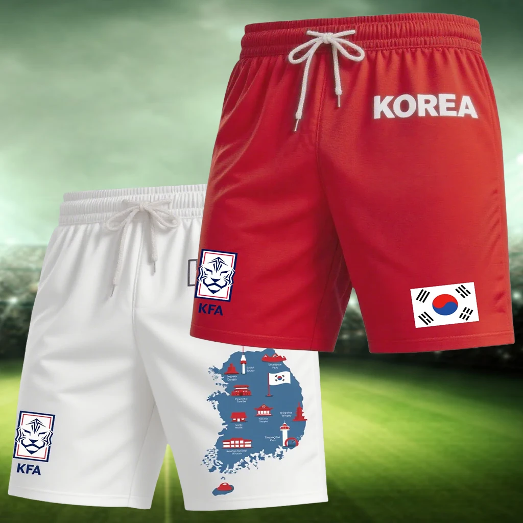 

Новые мужские модные корейские футбольные тренировочные шорты с принтом, спортивные быстросохнущие дышащие повседневные удобные свободные пляжные шорты