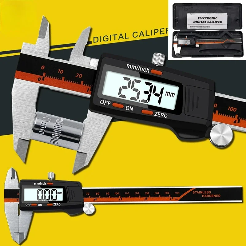 

6-Inch 0-150mm digital calipers Stainless Steel Electronic Digital Vernier Caliper Metal Micrometer Measuring tool