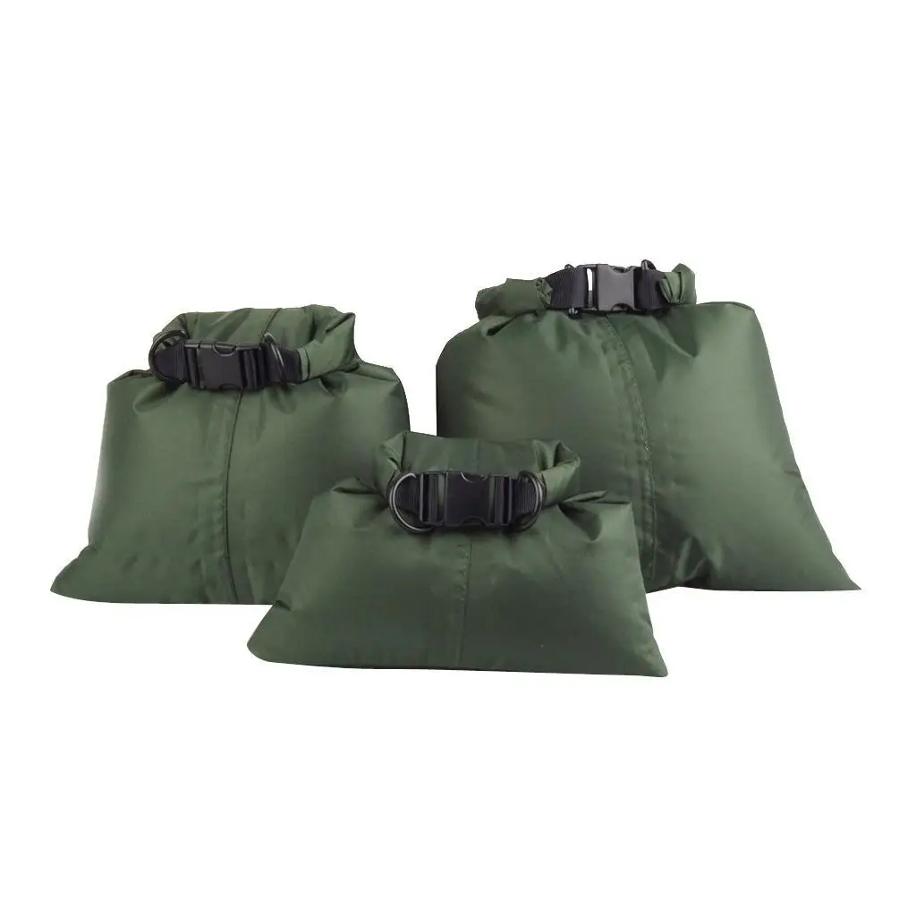 

Set of 3 Sizes Waterproof Bag Sack Camping Rafting Kayaking Army Green