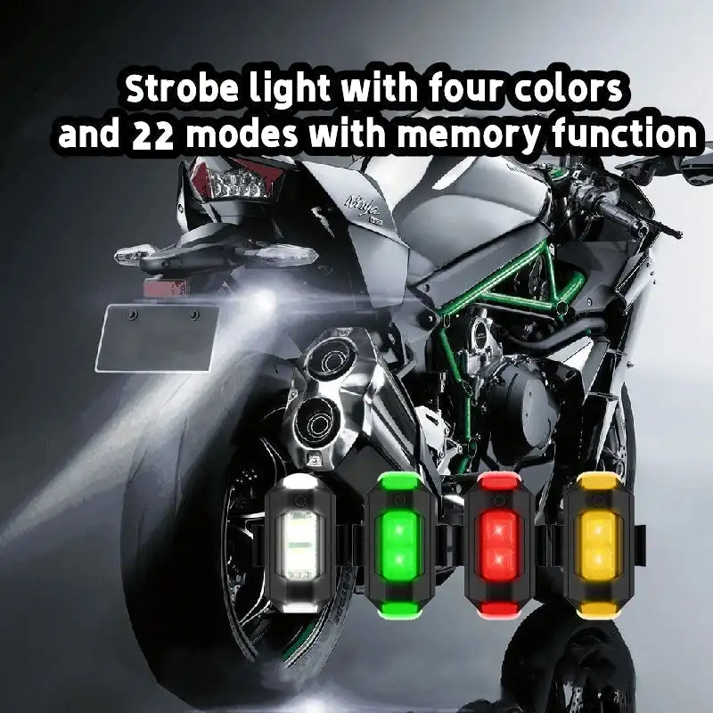 

5pcs LED Warning Strobe Lights USB Charging Anti-Collision Aircraft Motorcycle Bike Car Night Mini Signal Flashing Accessories