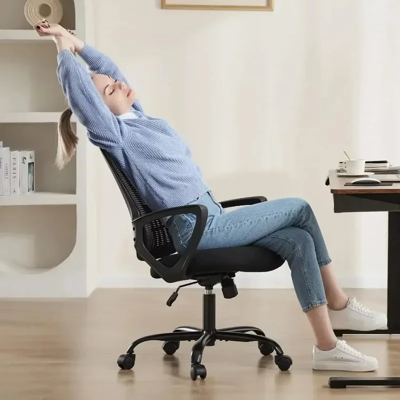 

Office Chair, Mid Back Computer Ergonomic Mesh Desk with Larger Seat,