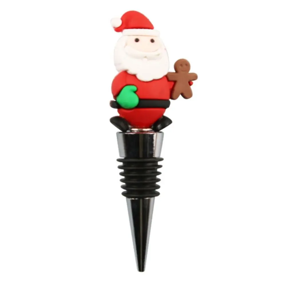 Reusable Christmas Wine Bottle Stopper Twist Cap Keeping Liquid Fresh Metal Wine Corks Rubber Ring Vacuum Sealed