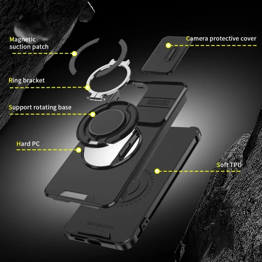 Hülle für Samsung Galaxy S26 S25 S24 S23 S22 S21 Ultra Plus S25 Edge S25FE S24FE mit Schiebe-Kameraschutz, magnetischer Halterung und Panzerung – Detail 7