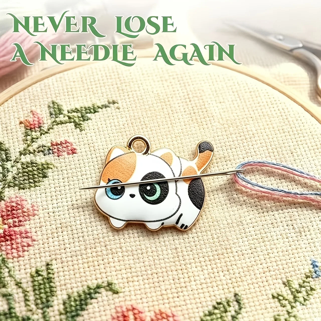 Needle Minder Magnet - 1개 고양이 모양 자석 바늘꽂이, 바늘과