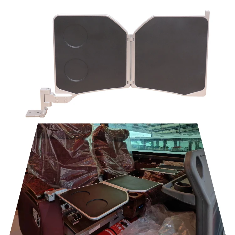 

Intelligent Library Space-Saving RV Seating Armrest Foldable Table Aluminum Alloy In-Seat Hidden Foldable Design